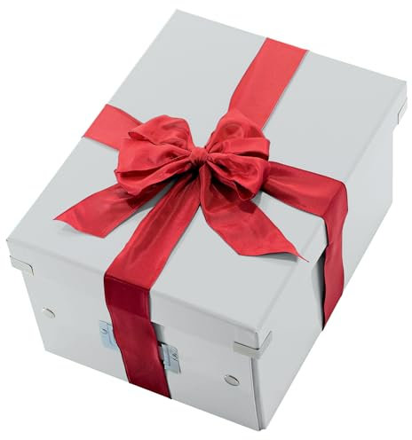 Leitz Click & Store Aufbewahrungsbox mit Deckel Klein, Box für Unterlagen bis A5 im Büro u. Haushalt, Transportbox aus 84% recycelter Premium-Hartpappe, Etikettenhalter, Weiß, 60430001