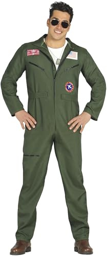 FIESTAS GUIRCA | Costume Pilota da Caccia Adulto (52-54/L) - Tuta per Uomini - Costumi Militari e Aviatori per Feste di Cinema, Halloween e Carnevale - Ideale per Adulti - Verde