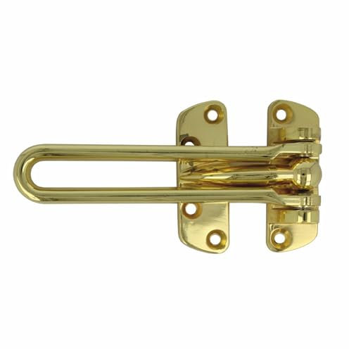 Amig - Cadena de Seguridad para Puertas Mod. 2 - Largo de la Barra: 120 mm - Tirador de Embutir para Puertas de Entrada - Cierre Resistente Mediante Barra Lateral - Zamak Latonado Barnizado