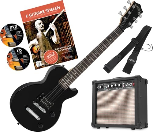 Rocktile L-50B Junior 3/4 Größe black, Gitarre, Single Cut-Modell | Mensur: 3/4 (57, 5 cm), Geeignet für Kinder im Alter von etwa 6-12 Jahren (bis ca. 150 cm Körpergröße), Sattelbreite: 42 mm