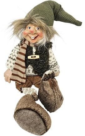 Wichtel 55 cm – Rustikale Weihnachtsdeko aus Textil – Winterliche Dekofigur im skandinavischen Stil/Weihnachtsgnom/Kantenhocker (Mann)