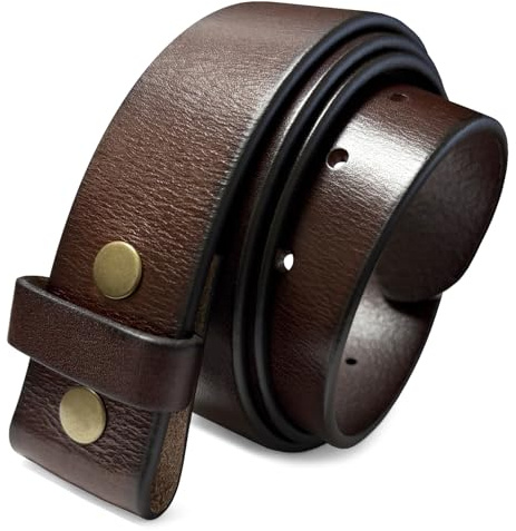 100% One-Piece Full Grain Leather Belt Strap with No Slot Hole 1-1/2(38mm) Wide (Brown, 38)