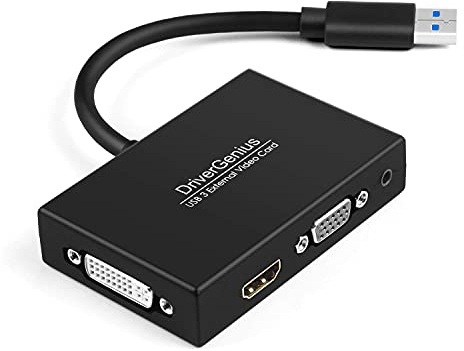 DriverGenius ViewX Trio Series | Adaptateur Vidéo USB 3.0 vers HDMI/DVI/VGA avec Sortie Audio 3,5 Mm pour Écrivains, Designers, et Analystes De Données Compatible PC/Mac【Puces DisplayLink, 1 Pc】