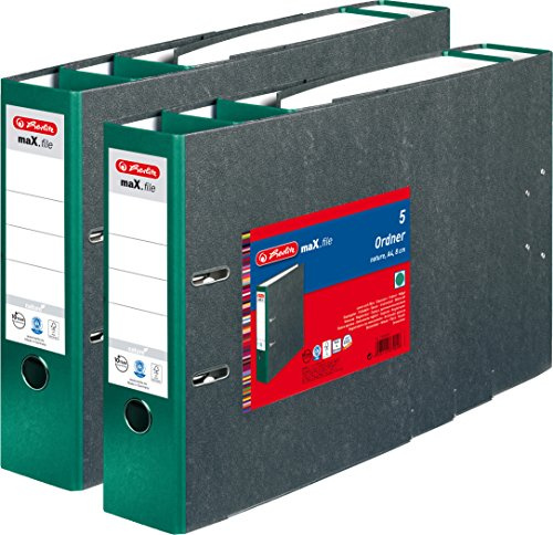 Herlitz Ordner maX.file nature A4 8cm, Wolkenmarmorbezug/Papier, 10er Pack grün