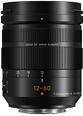 Panasonic LUMIX Professional 12-60mm Camera Lens, Leica DG Vario-ELMARIT, F2.8-4.0 ASPH, Dual I.S. 2.0 with Power O.I.S, Mirrorless Micro Four Thirds, H-ES12060 (Black) | H-ES12060, Mirrorless Micro Four Thirds, F2.8-4.0 ASPH, Power O.I.S, Leica DG Vario-ELMARIT