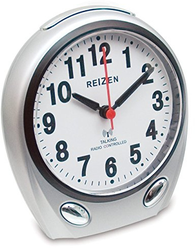 Reizen Talking Atomic Analog Alarm Clock with Time Announcement