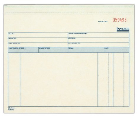 Adams Invoice for Services Unit Sets, 7.44 x 8.5 Inches, 3-Part, Carbonless, White/Canary/Pink, 50 Sets per Pack (NCT8745)