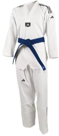 Adidas Kids/Adult's WT Taekwondo Student Dobok Without Stripes Martial Arts WTF Children Uniform, White, 160cm