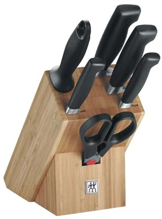 Zwilling, 35068-002-0 Vier Sterne Messerblock, FRIODUR eisgehärtet, mit Wetztahl und Scheere, 7-teilig, hellbraun