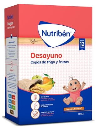 Nutribén Papilla Desayuno Copos Trigo y Frutas, Cereales Bebé, +12m, 750g | ¡Le encantará a tu peque! Alto contenido en cereales con 11 vitaminas y 4 frutas que favorecen el tránsito intestinal