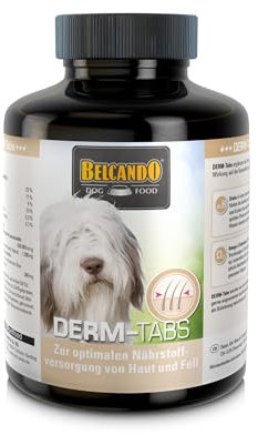 BELCANDO DERM-Tabs für Hunde 225 Stück, Fell und Haut Tabletten bei Dermatose und Haarausfall, Nahrungsergänzung für Hunde, Made in Germany