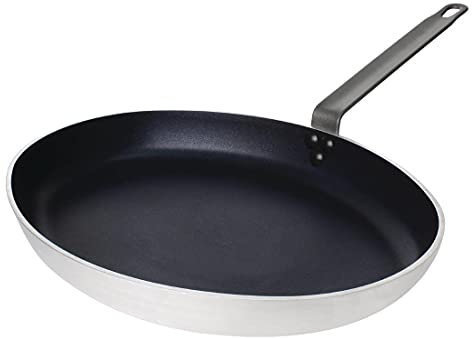 Vogue T357 Non-Stick Aluminium Oval Frypan 360X50mm Frying Kitchen Cookware Silver