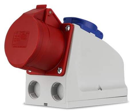 REV CEE Wandsteckdose, 400 VAC u. 230 VAC, 16 A, 5-polig, 3P + N + PE, IP44, mehrfarbig