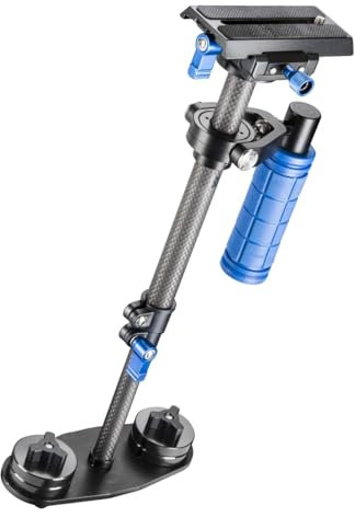 Walimex Pro StabyPod XS Schwebestativ Steadycam zur Stabilisierung von DSLR-Kameras (Größe max. 40 cm, Carbon, Schnellwechselplatte, Gegengewichte, Tasche)