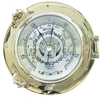 Barometer im Bullauge Messing, Ø: 14cm