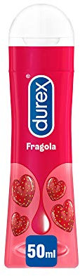 Durex Strawberry, Lubrificante Sessuale Intimo, Gel Lubrificante a Base d'Acqua Adatto per Rapporti Intimi e Preliminari, Gusto Fragola, 50ml