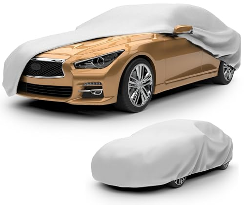 Budge Lite Car Cover Dirtproof, Scratch Resistant, Breathable, Dustproof, Car Cover Fits Sedans up to 228, Gray