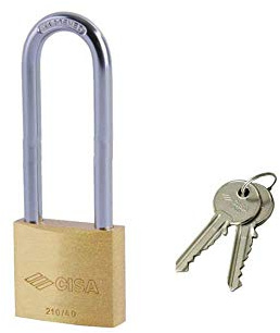 CISA 122011310, Lucchetto Arco Lungo, 30 mm, Arco in Acciaio, Corpo in Ottone