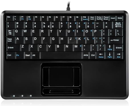 Perixx PERIBOARD-510HPLUS, Super Mini Tastatur schnurgebunden mit Touchpad und USB Hub - US English Layout - schwarz