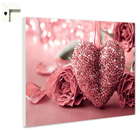 Magnettafel Pinnwand mit Motiv Rosen & Herz Glitzer Größe 60 x 40 cm