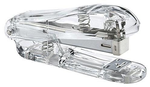 OSCO Clear Acrylic Paper Stapler, Handheld Top-Loading Stapler with 10-Sheet Capacity, Compatible with Standard 26/6 Staples, Compact Modern Office & Home Use, Clear