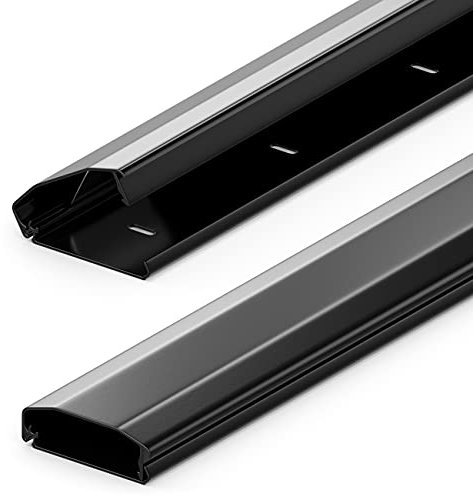deleyCON Canalina Portacavi e Fili Universale con Innovativo Sistema di Chiusura Alluminio di Alta Qualità Lunghezza 100cm Larghezza 6cm Altezza 2cm - Nero