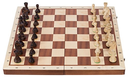 Square - Pro Schach Nr 6 Mahagoni BL - Schachbrett & Staunton 6 - Schachspiel aus Holz