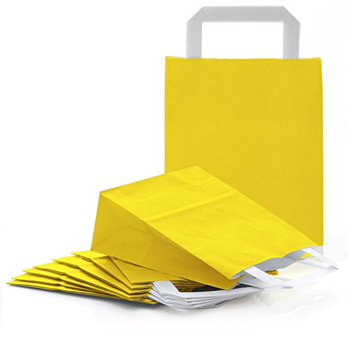 Logbuch-Verlag 25 gelbe Papiertüten 18 x 8 x 22 cm - Papiertasche Geschenktüte Geschenkbeutel - Verpackung für Geschenke Mitgebsel Ostergeschenke