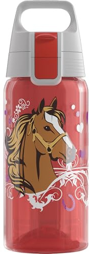 SIGG – vattenflaska för barn – Viva One Horses – lämplig för kolsyrade drycker – läckagesäker – diskmaskinssäker – BPA-fri – sport – röd – 0,5 l