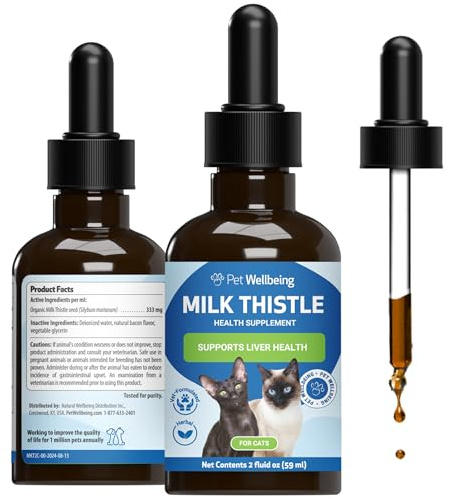 Pet Wellbeing Milk Thistle for Cats - Milk Thistle Liver Detox Support, Organic Herb - Pet Wellbeing Vet-Formulated Holistic Supplement - 2oz (59 ml)