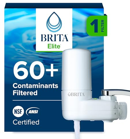 Brita Faucet Mount Water Filter System, White, No-Wait Filtration, Easy Install, Multi-Use Tap Water Filter for Kitchens, Bathrooms & Small Spaces