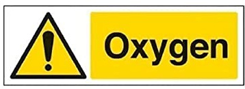 V Safety 6A045AX-S Oxygen Warning Sign - Landscape - 300mm x 100mm - Self Adhesive Vinyl, Black/Yellow