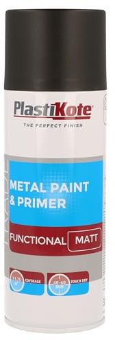 PlastiKote 071023 Trade Functional Metal Paint & Primer Black matt 400 ml