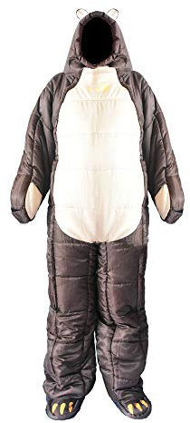 SICOFD Tragbarer Schlafsack, Wandern und Outdoor mit Ärmeln Tragbarer Schlafsackanzug Erwachsenen Bär förmige Brown Schlafsack für Ganzkörper Beutel Schlafen Breiter und Leichtbau,M
