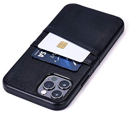 Dockem iPhone 12 und iPhone 12 Pro Handyhülle mit Kartenfach: Wallet Handytasche mit Integrierter Metallplatte für Magnet-Halterung [Exec M2, Schwarz]