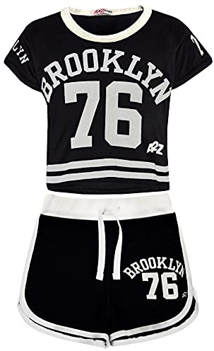 A2Z 4 Kids Flickor Crop Top Shorts Set Brooklyn 76 Outfit Clothing - Shorts Set 488 Black 13