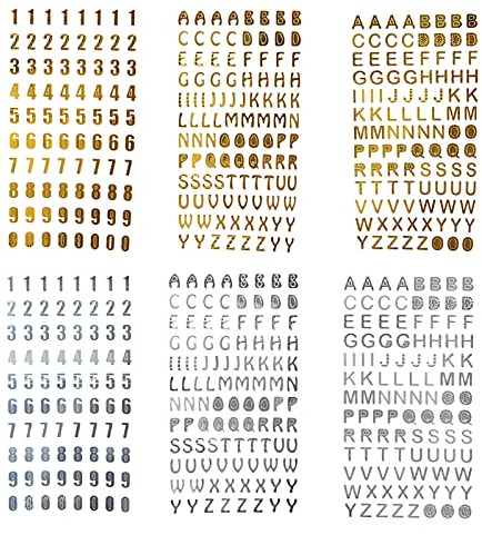 Nummern Alphabet Aufkleber,6P Abziehen Aufkleber Buchstaben und Zahlen, runde Standardbuchstabenaufkleber, geeignet für DIY-Fotoalbum-Handydekoration-Tagebuchaufkleber