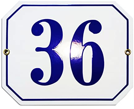 Numero Civico Esterno - 16x20 cm - Targhe Personalizzate in ceramica, targhetta smaltata, numero per la casa, porta, placca - Bianca & Blu