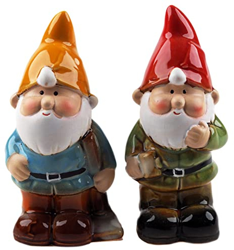 BWG High Glaze 14cm Garden Gnomes - Ceramic Yellow Red Hat