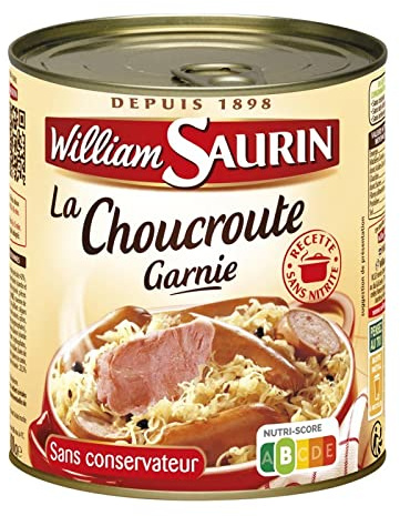 Choucroute garnie au vin blanc 800g de WILLIAM SAURIN - Plat cuisiné en conserve savoureux et pratique. - Le Lot De 3
