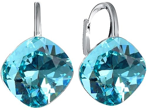 Rhombus Raute Damen Hängen Ohrringe Silber 925 mit Marken Kristalle Zirkonia - Schmuck Echt Silberne Hängende Ohrhanger für Frauen und Mädchen - Hängeohrringe Ideal Geschenk