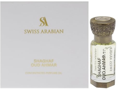 Swiss Arabian Shaghaf Oud Ahmar - Luxurious Concentrated Perfume Oil - Long Lasting Artisan Perfume with Notes of Iris, Amber, and Vanilla - 0.4 oz