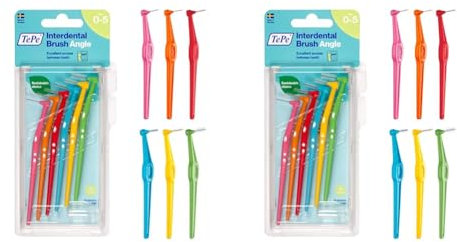 TePe Angle Interdentalbürsten gemischt (ISO Größe 0-5: 0,4-0,8 mm) / Kontrollierte Reinigung der Zahnzwischenräume, 1 x 6 Angle Interdentalbürsten (Packung mit 2)