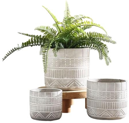 ESTINTENG 1 planta de cemento simple de hormigón, maceta, pequeña, dormitorio, escritorio, creativo, vegetación, cemento, altura grande, 17 cm