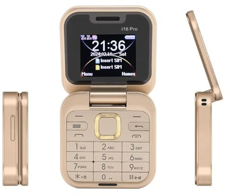 SOYES I16pro 2G - Telefono a conchiglia sbloccato, doppia SIM, grande pulsante, cellulare per anziani e bambini, 16 GB di spazio, cellulare di base, suono forte,