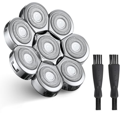 Carreuty Cabezal de afeitadora eléctrica 8D, 8 cuchillas flotantes, plateado, cabezal de cuchilla de repuesto para maquinilla de afeitar eléctrica para hombre, afeitado húmedo y seco, universal, 1