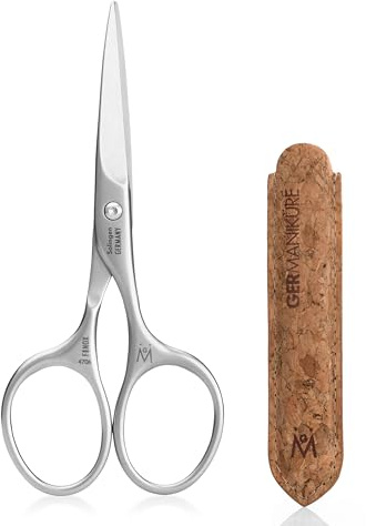 GERMANIKURE Beard and Mustache Scissors - FINOX Stainless Steel Professional Manicure Tools in Corj Case - Ethically Made in Solingen Germany - 4706