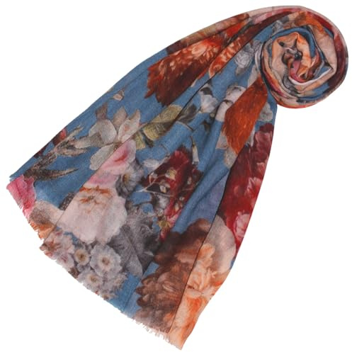 Lorenzo Cana - Damen Pashmina Schal Schaltuch aus weicher Wolle vom Merino Lammwoolle florales Muster mehrfarbig 70 cm x 180 cm Wollschal Wolltuch 78661