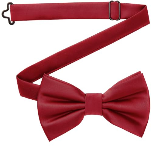 DonDon Fliege Herren handgefertigt Seiden-Look 12 x 6 cm Fliege Dunkelrot
