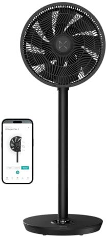 Duux Whisper Flex 2 Smart Ventilator – flüsterleise 13 dB – Nachtmodus & Timer – höhenverstellbar (54–92 cm) – energieeffizient ab 2W – App & Fernbedienung – Schwarz